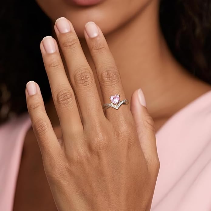 Jean Beau Gold Heart Adjustable Rings for Women, Trendy Elegant Sparkly Cubic Zirconia Ring Wedding Prom Valentine Fashion Accessories Jewelry Gift