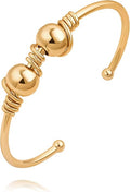 PERNNLA PEARL Dainty Gold Bar Bracelet for Women Simple Delicate Thin Cuff Bangle Hook Bracelet 18K Gold Plated Handmade Minimalist Jewelry