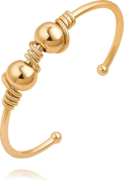 PERNNLA PEARL Dainty Gold Bar Bracelet for Women Simple Delicate Thin Cuff Bangle Hook Bracelet 18K Gold Plated Handmade Minimalist Jewelry