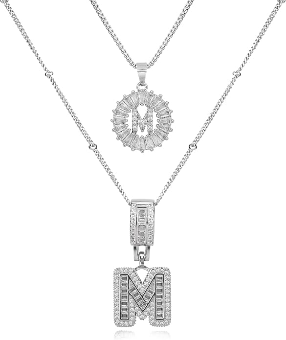 14K Gold Plated Alphabet Necklace Cubic Zirconia Letter Pendant, Personalized Name Jewelry Gift for Women, Customizable A-Z, Birthday/Mothers Day Gifts for Womens