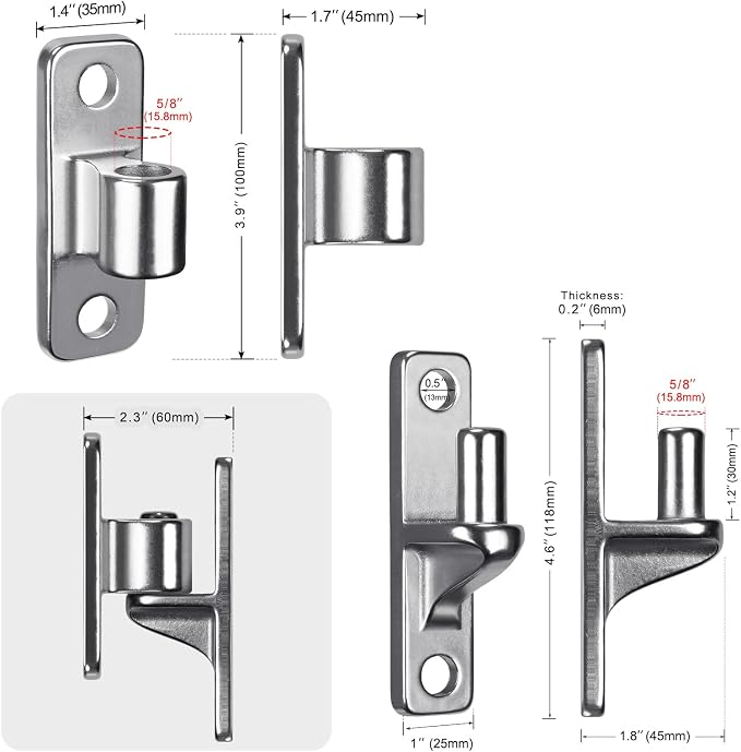Insaga 304 Stainless Steel Gate Hinges 4 Pack, Heavy Duty Wall Mount Hinges - Image 6