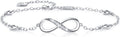 Billie Bijoux Womens 925 Sterling Silver Infinity Anklet Bracelet Endless Love Symbol Charm Adjustable Large Bracelet Gifts for Women