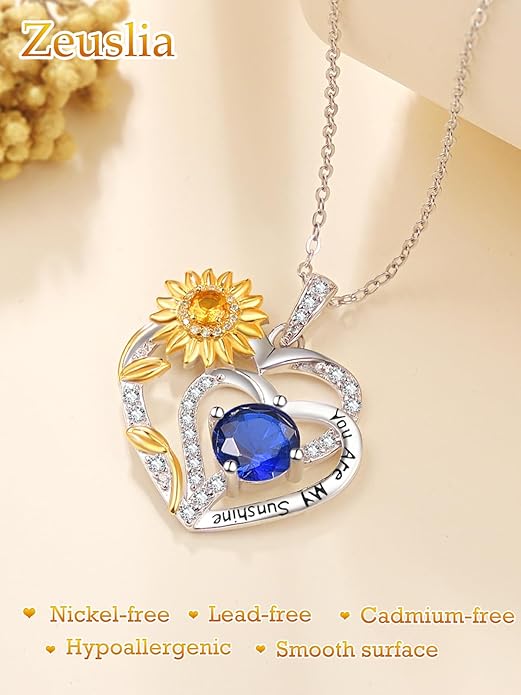 Valentine's Day Gifts for Wife 925 Sterling Silver Double Birthstone Pendant Necklaces I Love You for Always and Forever Necklace Anniversary Birthday Gifts for Wife Girlfriend Mom Her