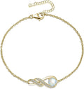 Birthstone Bracelets for Women 925 Sterling Silver Created Gemstone Bracelet Infinity Pendant Jewelry for Her, 6.7"+1.2"