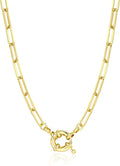 BOUTIQUELOVIN 14K Gold Plated Lock Necklace for Women Paperclip Link Chain Padlock Necklace Non-Tarnish