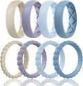 Egnaro Women's Bridal Rings Sets, Inner Arc Ergonomic Breathable Design Silicone Rubber Wedding Bands
