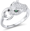 Santuzza Panther Ring 925 Sterling Silver Leopard Rings Cubic Zirconia Green Spinel Jaguar Jewelry