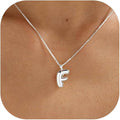Bubble Gold Silver Letter Necklace Initial Necklaces for Women Trendy 14K Dainty Charm Pendant Name Necklace Personalized Jewelry Gift for Women Teen
