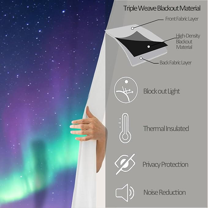 Aurora Ice Lake Curtains for Bedroom Living Room, Snow Mountain Forest Blackout - Image 5