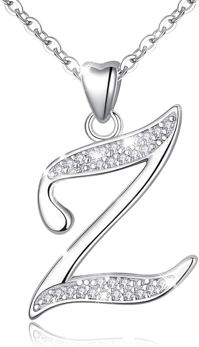 AEONSLOVE 925 Sterling Silver Initial Necklaces for Women, 26 Letters Pendants Necklace Gift for Mother, Daughter, Wife, 18 Inch Chain