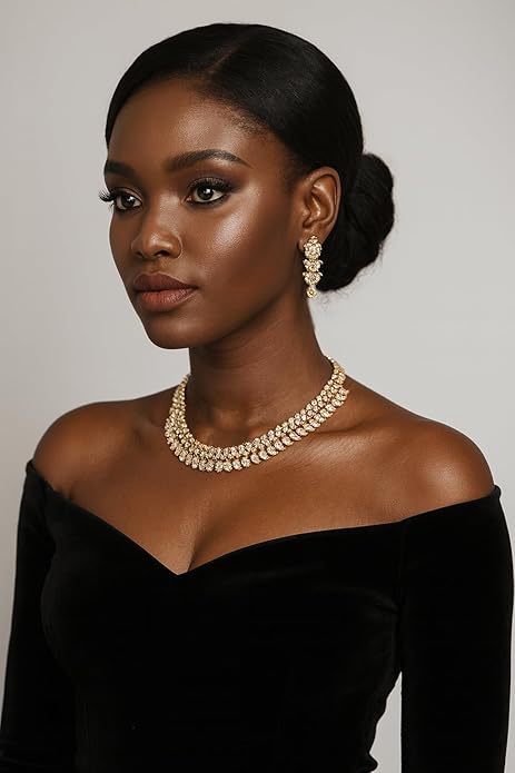 Touchstone Indian wedding jewelry set gold traditional necklaces for women statement rhinestone sets hollywood glamour style crystal stone bridal costume golden necklace