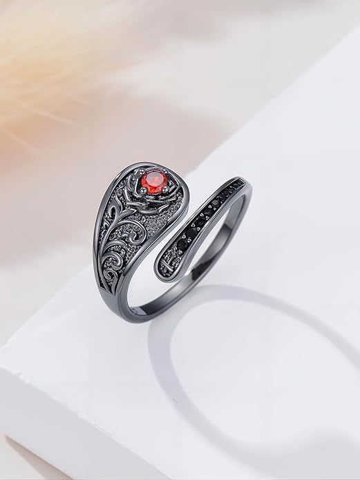 Midari Sun and Moon/Bee/Celtic/Life of Tree/Lotus Spoon Ring for Women 925 Sterling Silver Adjustable Ring Open Ring for Women Men Halloween Birthday Gift
