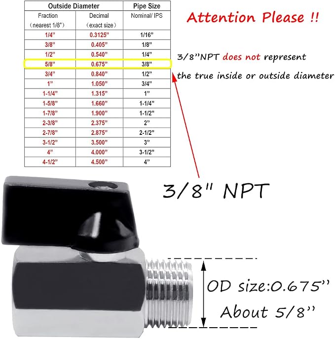 Beduan 3/8" Brass Mini Ball Valve NPT Female x Male Shut-Off Valve 2 PCS - Image 3