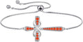 YL Cross Bracelet 925 Sterling Silver Infinity Sideways Link Bracelet Birthstone Jewelry for Women