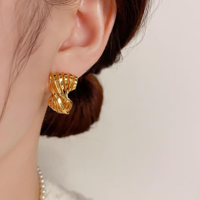Gold Flower Statement Earrings for Women, Large Chunky Bohomian Summer Beach Floral Earring, Irregular Bold Exaggerated Earrings
