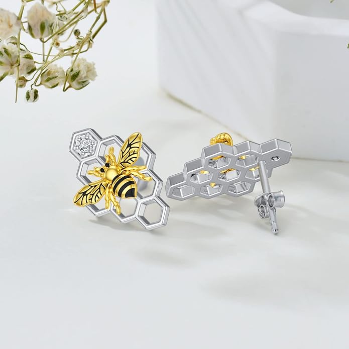 PELOVNY Animal Dangle Earrings Sterling Silver Hypoallergenic Moss Agate Crystal Moonstone Earrings Bee Butterfly Dolphin Peacock Phoenix Jewelry Birthday Christmas Gifts for Women