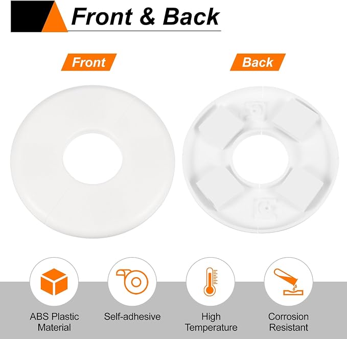 HARFINGTON 2pcs Wall Split Flange 22.5mm/0.9" Self-Adhesive Plumbing Cover - Image 5