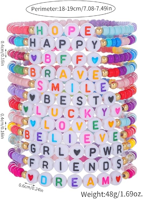Friendship Bracelets Boho Stackable Bracelets for Women Surfer Heishi Clay Bead Bracelets Stretch Preppy Bracelets Colorful Boho Bracelets for Women