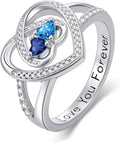 Valentine's Day Gifts for Women Birthstone Rings for Women Heart Statemet Engagement Eternity Wedding Promise Rings Jewelry Anniversary Christmas Valentine Mothers Day Birthday Gifts for Wife Her Girlfriend