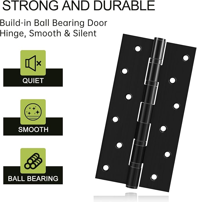 8" Ball Bearing Door Hinges 2 Pack, Heavy Duty Stainless Steel Hinge 8 x 4 Inch - Image 4