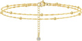 DEARMAY Dainty 14K Gold Plated Ankle Bracelets for Women, Waterproof 14K Gold Plated Link Chain Anklets Non Tarnish Set Pack Summer Beach Jewelry Gift