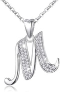 AEONSLOVE 925 Sterling Silver Initial Necklaces for Women, 26 Letters Pendants Necklace Gift for Mother, Daughter, Wife, 18 Inch Chain