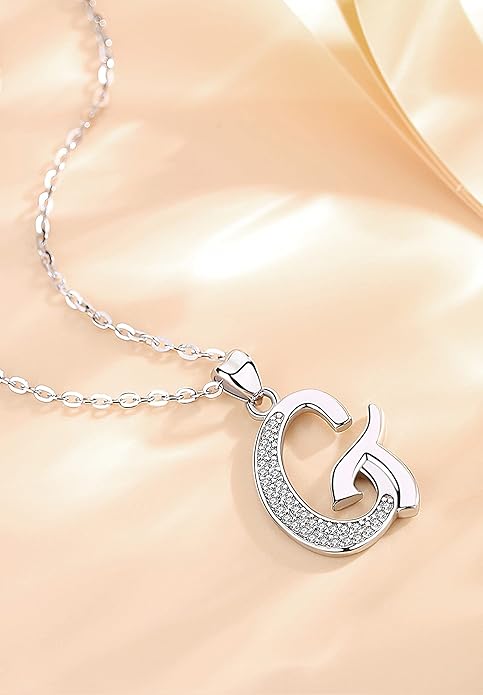 AEONSLOVE 925 Sterling Silver Initial Necklaces for Women, 26 Letters Pendants Necklace Gift for Mother, Daughter, Wife, 18 Inch Chain