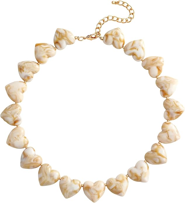 YUJIE Amber Acrylic Heart Choker Necklace for Women Vintage Punk Chunky Necklace Trendy Fashion Accessory