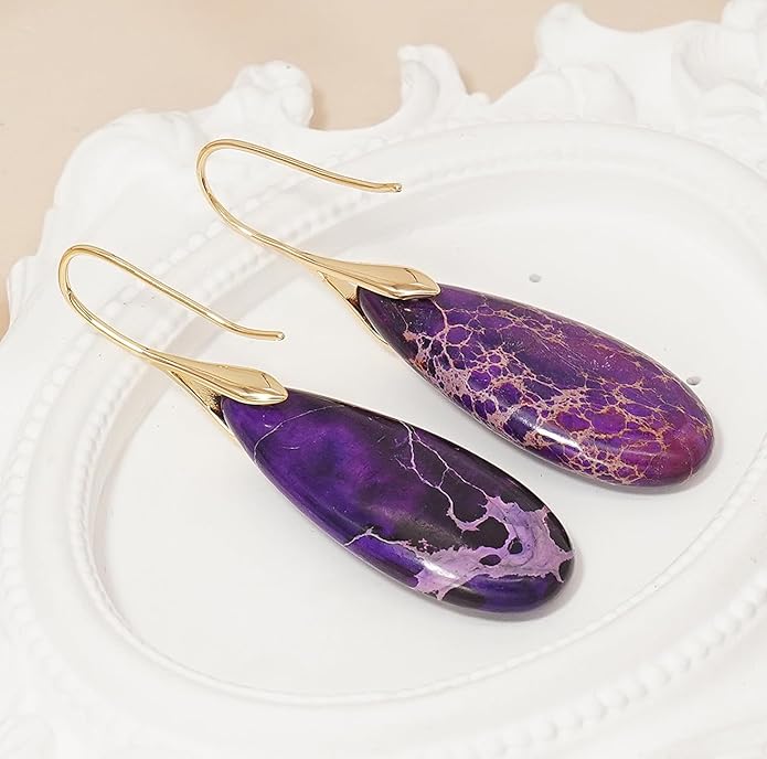 Natural Stone Earrings Waterdrop Stone Dangle Earrings for Women