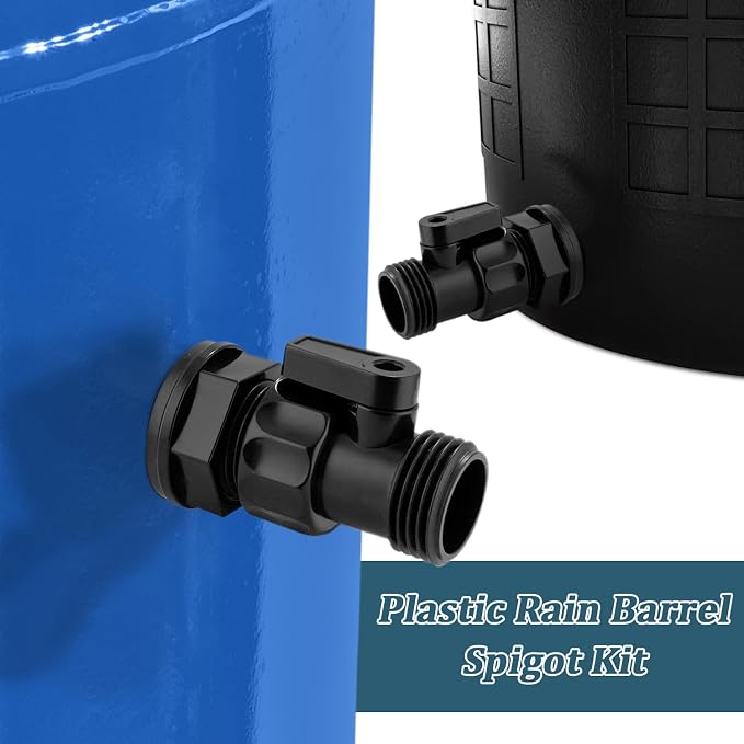 Rain Barrel Spigot Kit 4 Kit Water hose Shut-Off Ball Valve Plastic Garden Hose - Image 6