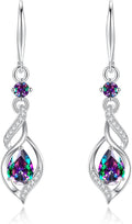 FANCIME Gift for Women Birthstone Dangle Earrings for Her Teardrop Birthstone Earrings S925 Sterling Silver infinity Love Birthday Gifts for Mom Women