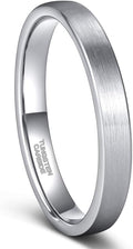 Frank S.Burton 3mm 4mm 6mm 8mm Black/Silver/Rose Gold Tungsten Rings for Women Men Wedding Band Engagement Ring Comfort Fit Beveled Edges Size 4-15