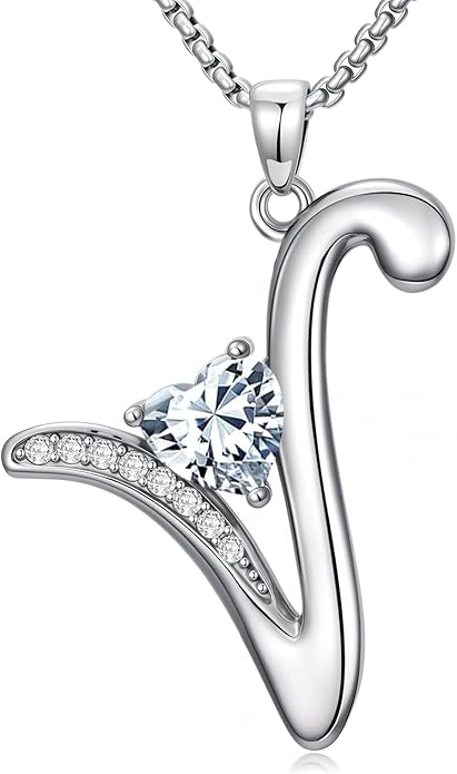 Valentines Day Gifts for Women Alphabet A to Z Initial Birthstone Pendant Necklaces for Women - 18k White Gold Plated Personalized Name Jewelry Valentine Mothers Day Birthday Gifts for Women Her Girlfriend