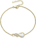 Birthstone Bracelets for Women 925 Sterling Silver Created Gemstone Bracelet Infinity Pendant Jewelry for Her, 6.7"+1.2"