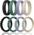 Egnaro Women's Bridal Rings Sets, Inner Arc Ergonomic Breathable Design Silicone Rubber Wedding Bands