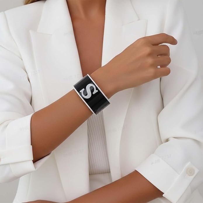 LILIE&WHITE Acrylic Monogram Resin Bracelet for Women Trendy Acrylic Statement Bracelets Jewelry Gift