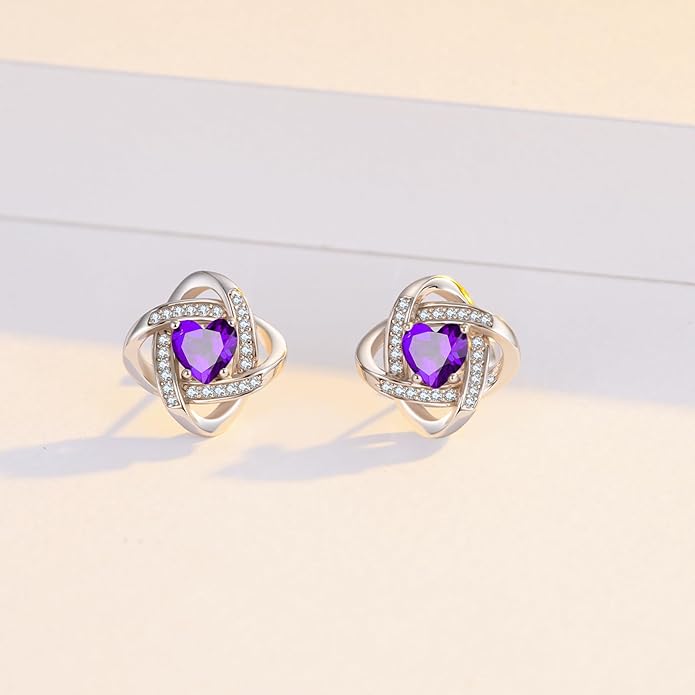 MEDWISE 925 Sterling Silver Birthstone Stud Earrings for Women Birthday Jewelry Gifts for Daughter Mother Women Valentines Day Gifts for Her