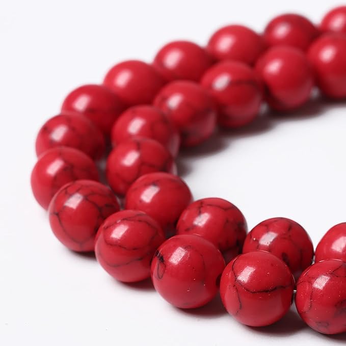 90pcs 4mm Natural Stone Beads Red Turquoise Gemstone Round Loose Beads for Jewelry Making Crystal Energy Stone Healing Power DIY Bracelets (Red Turquoise Beads, 4mm)