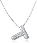 SKQIR Diamond Initial Letter Necklace for Women Bubble Gold Plated Puffy Balloon Alphabet Crystal Zircon Pendant Name Necklace Dainty Charms Trendy Jewelry Gift for Women