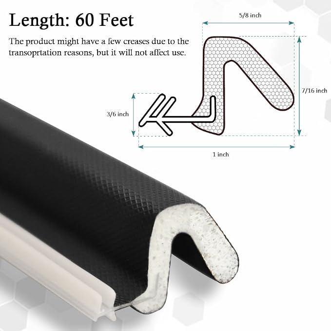 LSGCQ Kerf Weather Stripping for Door Seal Strip, 60 Ft, Front Door Seal Strip - Image 3