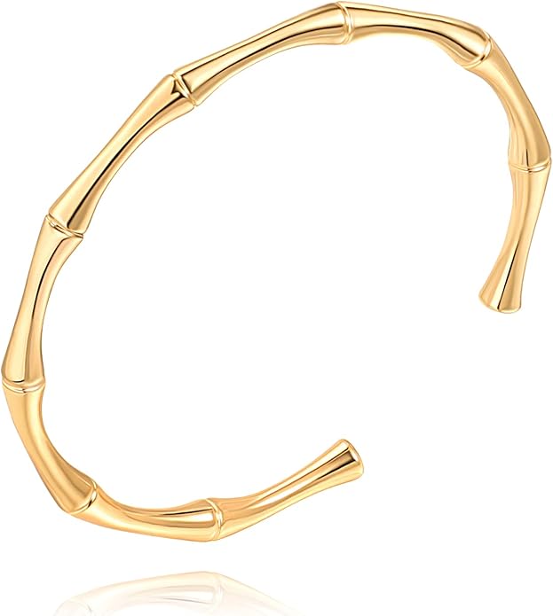 POTESSA 18K Gold Plated Cuff Bracelets Adjustable Dainty Bangle Handemade Jewelry for Women