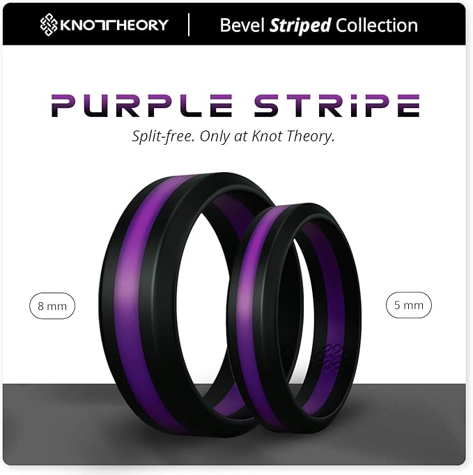 Knot Theory Striped Silicone Ring for Men and Women – Black, Grey, Red, Blue, Orange, Yellow, Purple
