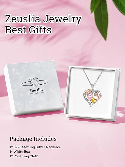 Valentine's Day Gifts for Wife 925 Sterling Silver Double Birthstone Pendant Necklaces I Love You for Always and Forever Necklace Anniversary Birthday Gifts for Wife Girlfriend Mom Her