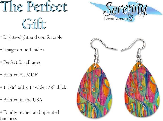 Maureen Claffy Artist Collection | Cut To The Light Teardrop Dangle Earrings Set | Colorful Abstract Earrings | Lightweight Boho Dangle Earrings for Women