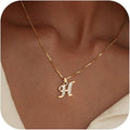 Initial Necklace for Women, 14K Gold Plated Box Chain Letter Pendant, Trendy Name Necklace, Dainty Personalized Jewelry Valentines Day Gift for Her