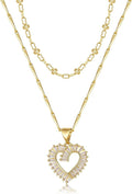 Heart Necklaces for Women 14K Gold Plated Layered Necklace Set with Cubic Zirconia Heart Pendant, Dainty Stackable Choker Chain, Gift for Her