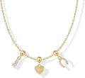PAVOI 14K Gold Plated Dainty Necklace with Charms Set - Hypoallergenic Adjustable Chain Gold Charm Necklace for Women - Small Motif & Mantra 2 and 3-Pack Removable Pendants - Cute Jewelry Gifts
