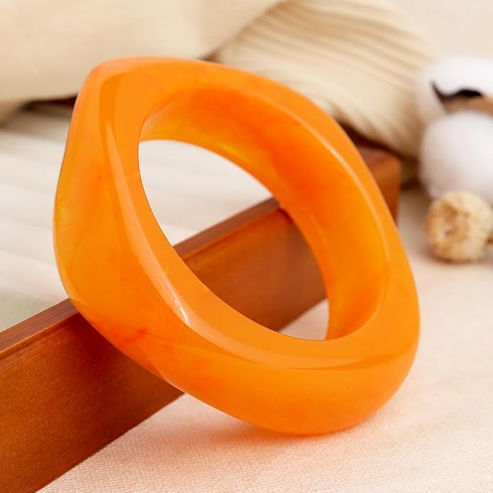 Chunky Resin Wide Bangle Bracelets for Women, Trendy Statement Minimalist Acrylic Bracelet Prom Holiday Jewelry Gift