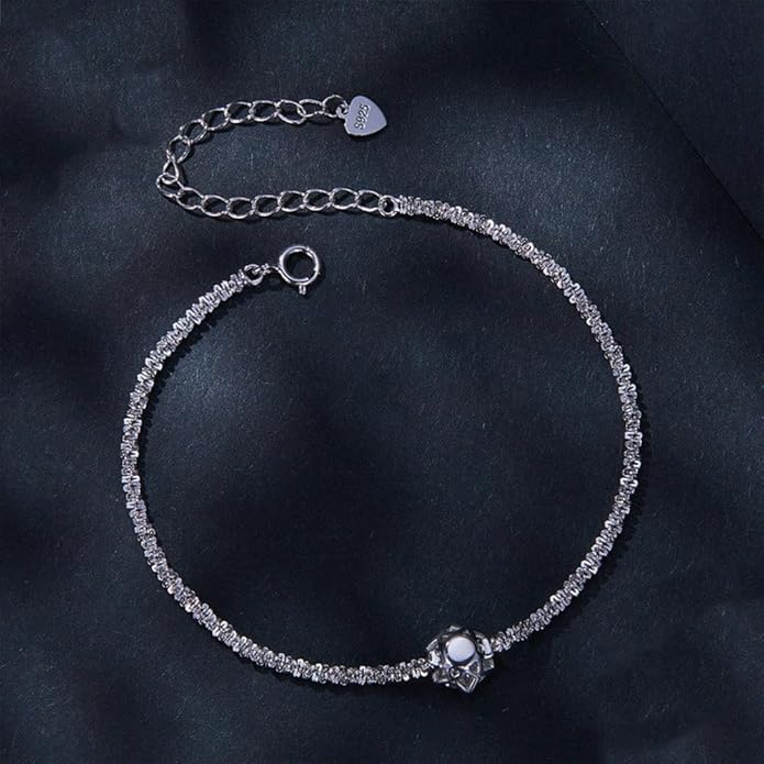 14K White Gold Over S925 Sterling Silver Princess/Round Cut D-color VVS1 Diamond Bracelet, Adjustable Chain with 0.7ct/0.5ct/1ct Diamond, Ideal Surprise for Trendy Women