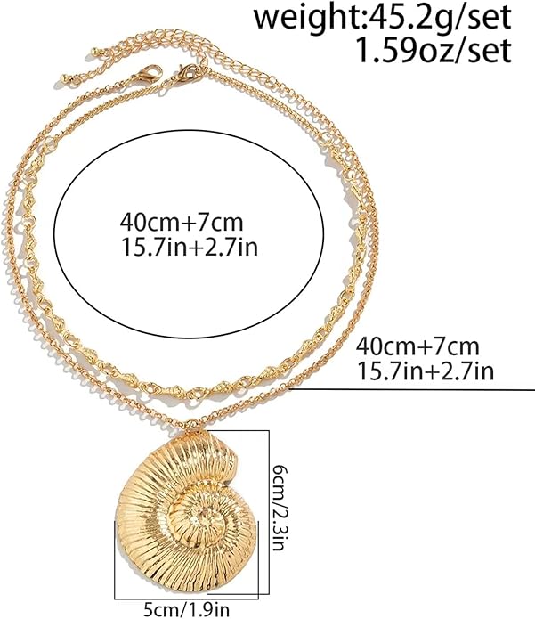 Gold Sea Shell Necklace Layered Charm Necklace for Women Boho Summer Seashell Beach Starfish Necklaces 14k Pearl Chain Surfer Jewelry Beach Vacation Essentials